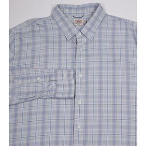 Faherty Mens Movement Blue Green Plaid Button-Up Dress Shirt XXL